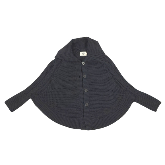 UGG Black Maribeth Cocoon Cape Ribbed Cable Knit Cardigan - Picture 8 of 12